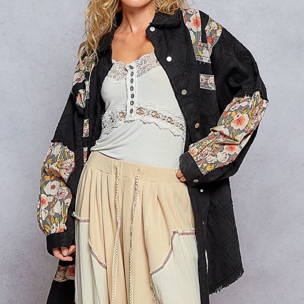 New POL Long Sleeve Oversized Fit Denim Long Shirt Shacket Lightweight Duster - Picture 8 of 8